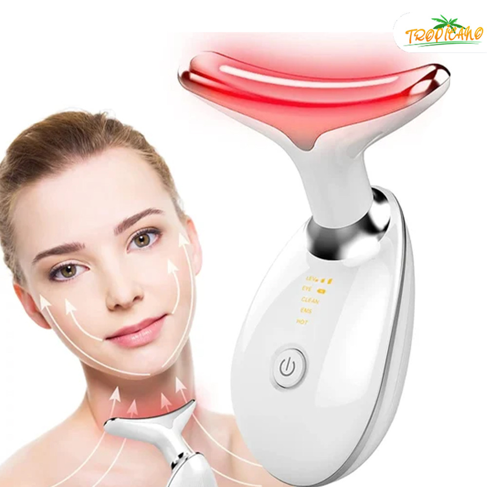 Massageador de Fototerapia LED para Pescoço e Rosto – Antirrugas, Firmador e Recuperação da Pele Radiante