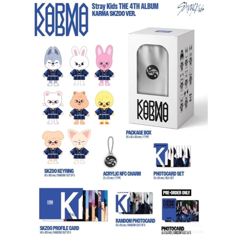 Kpop Idol Stray Kids O 4o Álbum KARMA SKZ Ver Bonecas Opcionais , Cartões Aleatoriamente Bangchan Changbin