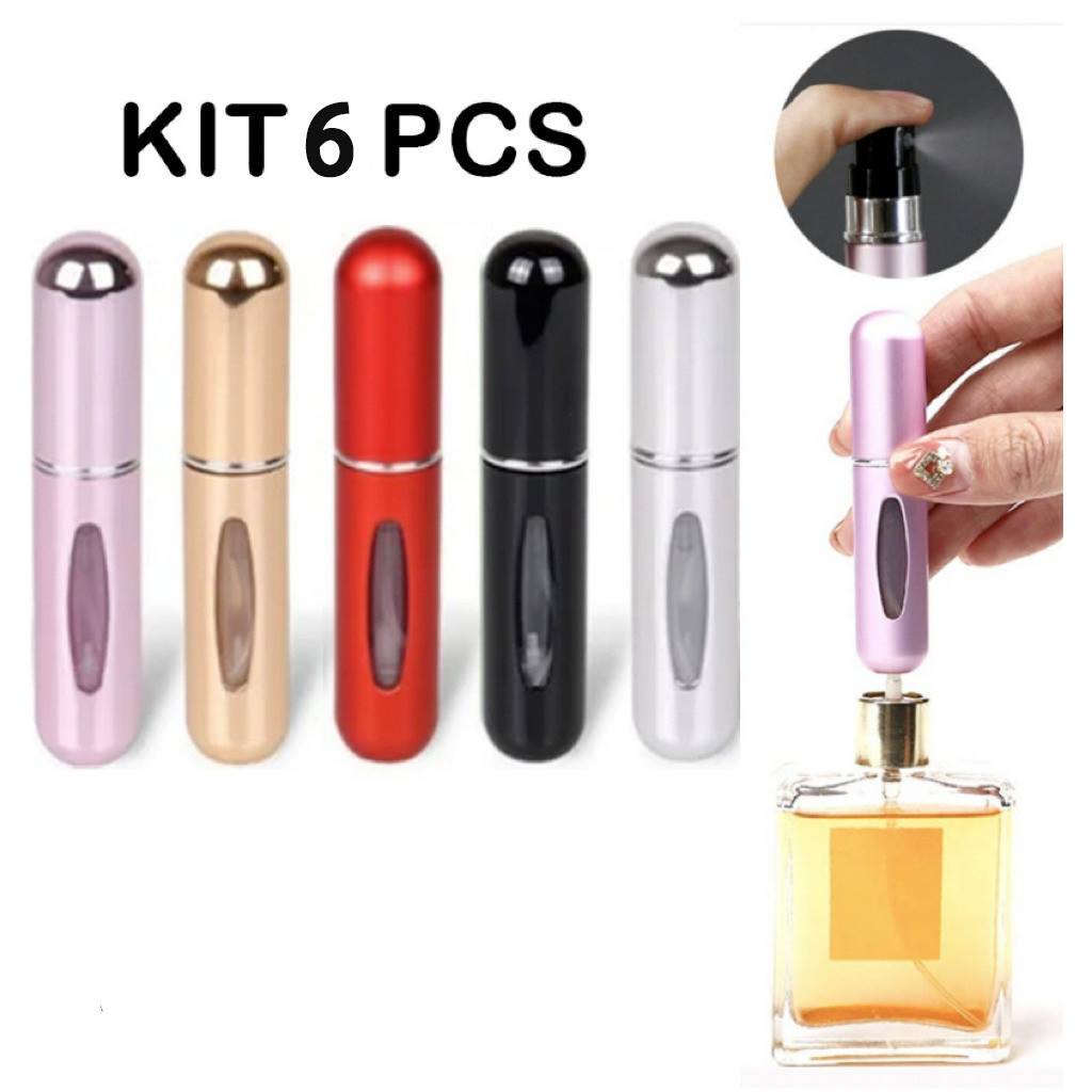 Kit 3 Pcs Mini Frascos de Perfume Recarregáveis 5ml – Spray Portátil para Bolsa, Viagem e Uso Diário
