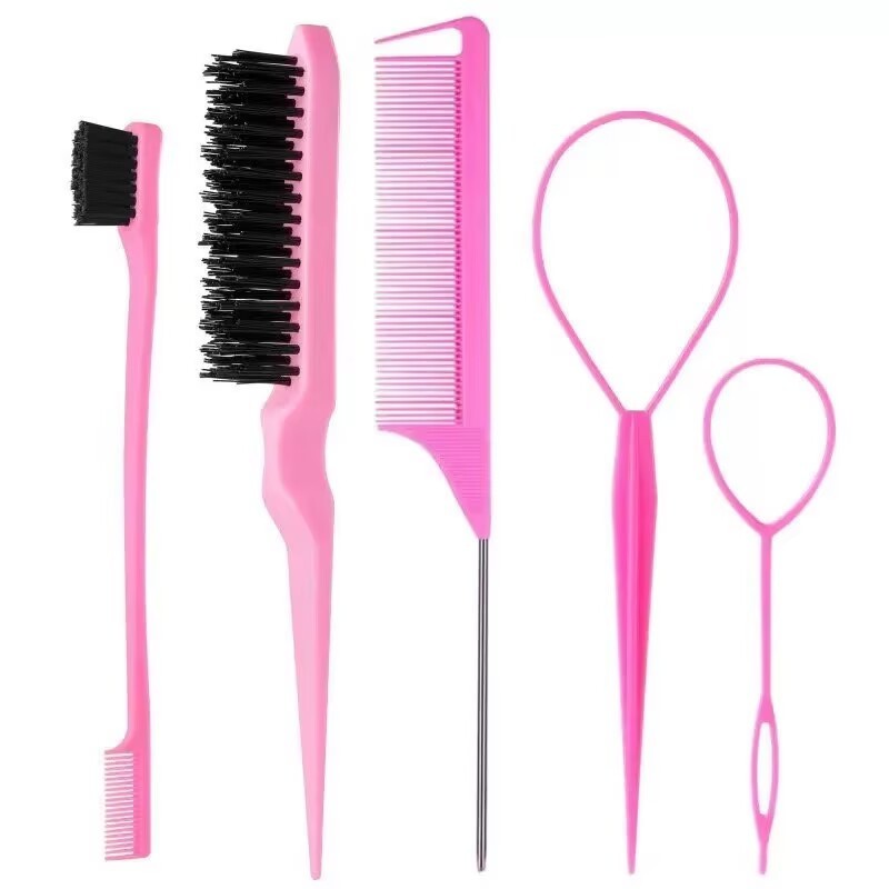 Kit 5 Unidades Conjunto De Escovas De Cabelo Com Trança Francesa Pente Conjunto Escova Estilo De Cabelo