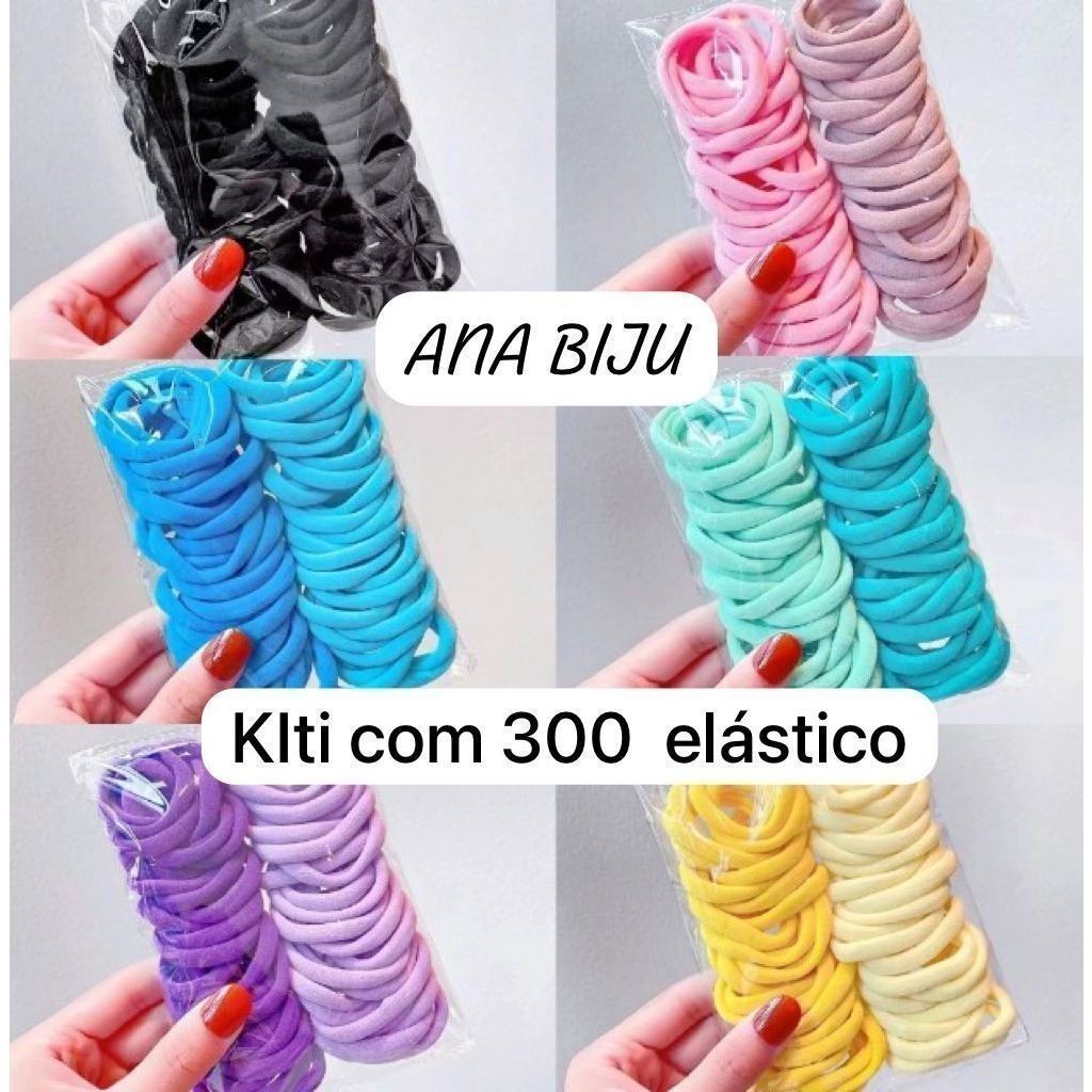 Kit 300 Xuxinha Elástico de Cabelo Xuxinha Criança Adulto Rabicó 300 Unidades-Grande