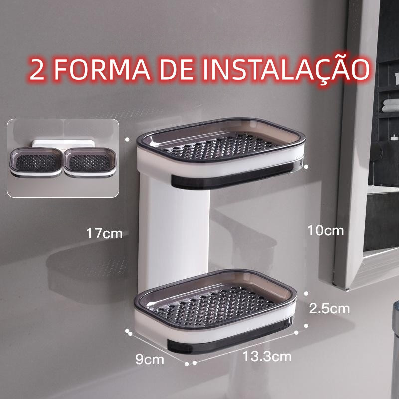 Saboneteira 2 Camada Caixa De Sabão Para Banheiro Com Suporte Favourite Suporte Banheiro Rack b