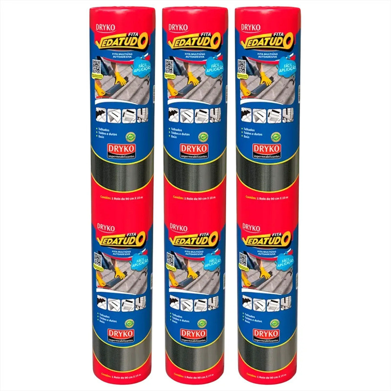Kit 3 Manta Asfáltica Adesiva Aluminizada 90X10  FVD90 DRYKO