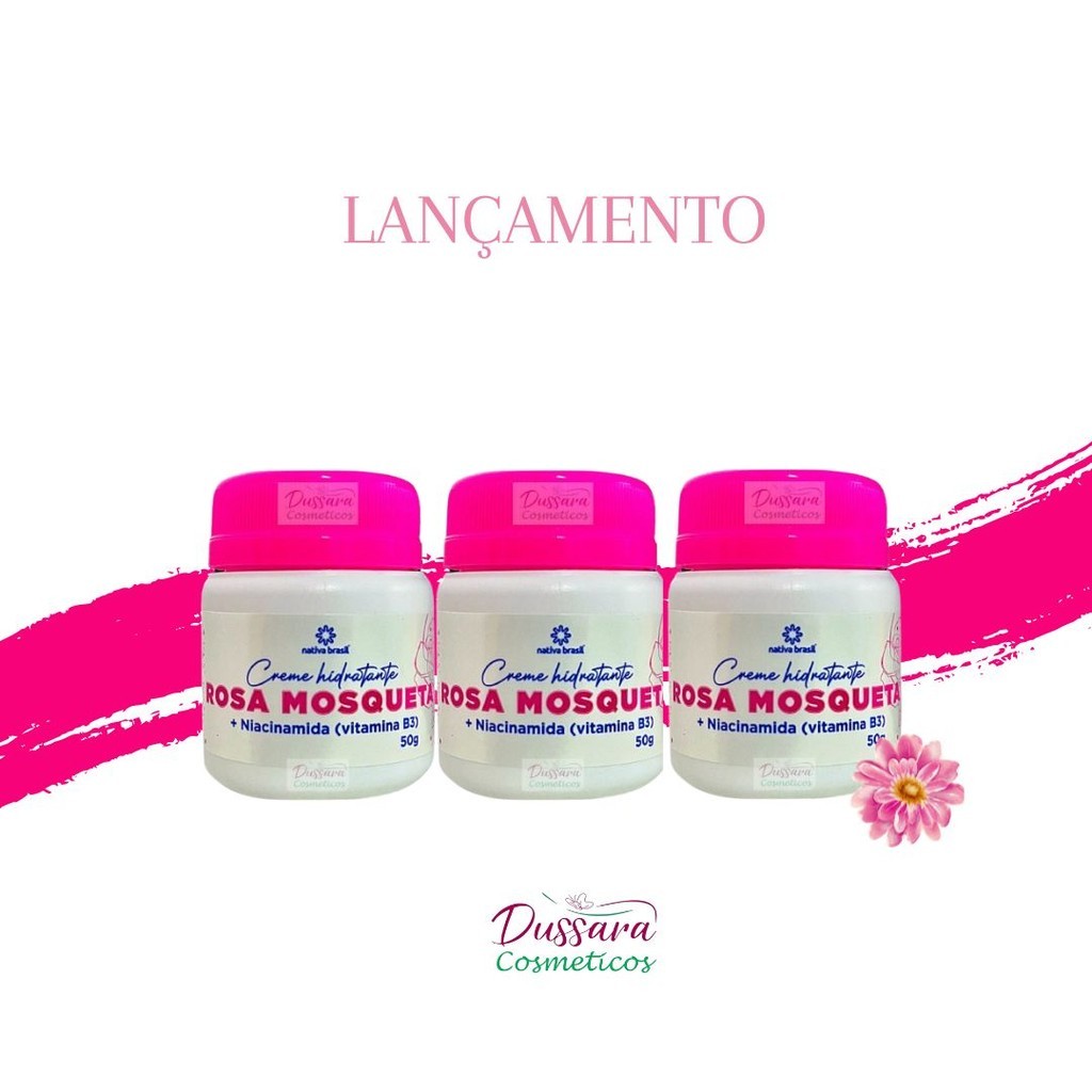 Kit Com 3 Creme Hidratante Rosa Mosqueta Clareador Natural de Pele