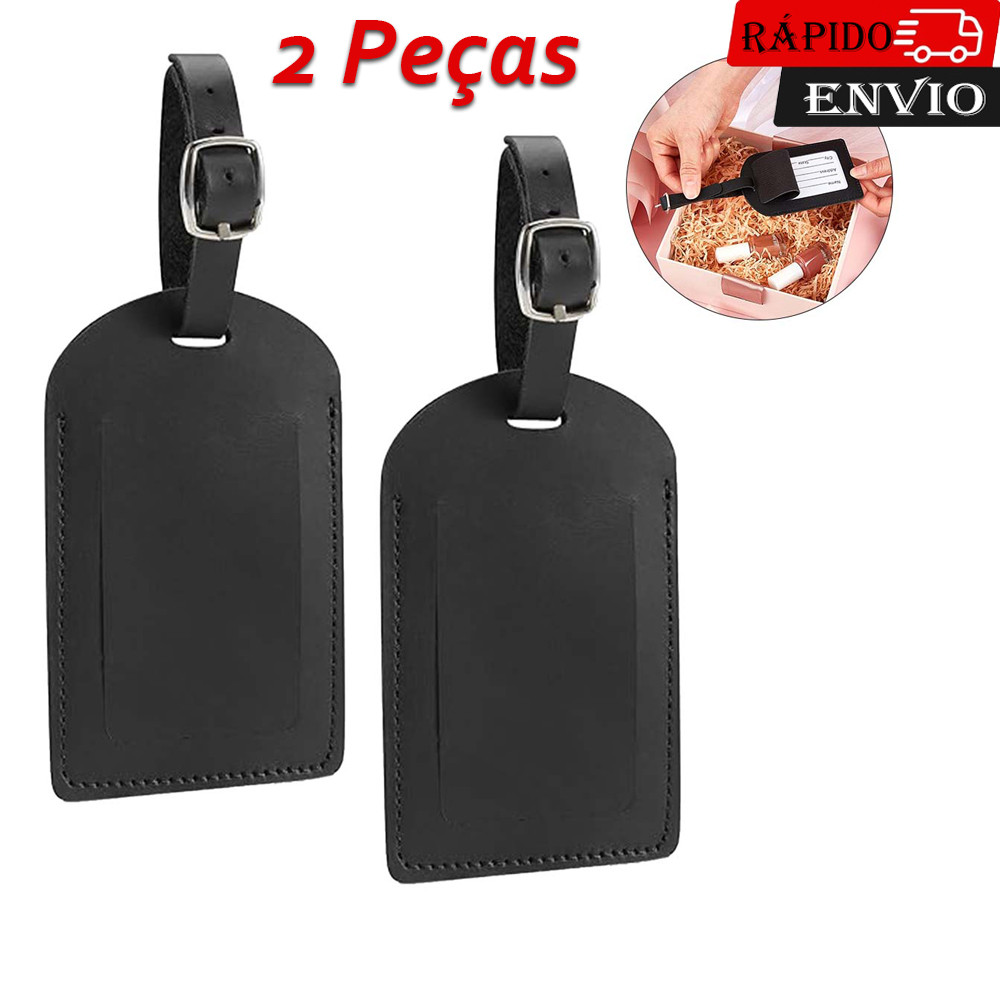 2 Etiqueta De Mala De Avião Soft Check-in Acessórios De Viagem De Couro PU preto