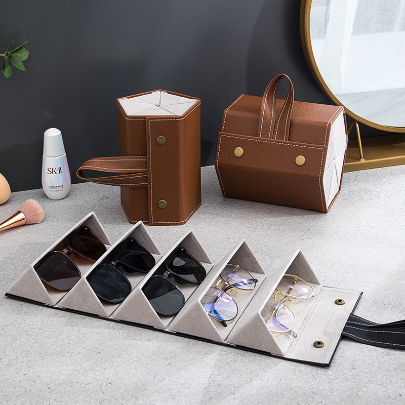 porta óculos estojo portátil organizador viagem necessaire dobrável divisórias