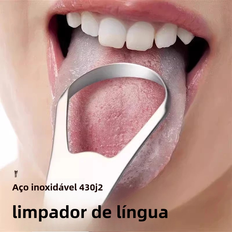 Kit 2 Limpador de Língua Removedor de Aço Inox para Mau Hálito-BB
