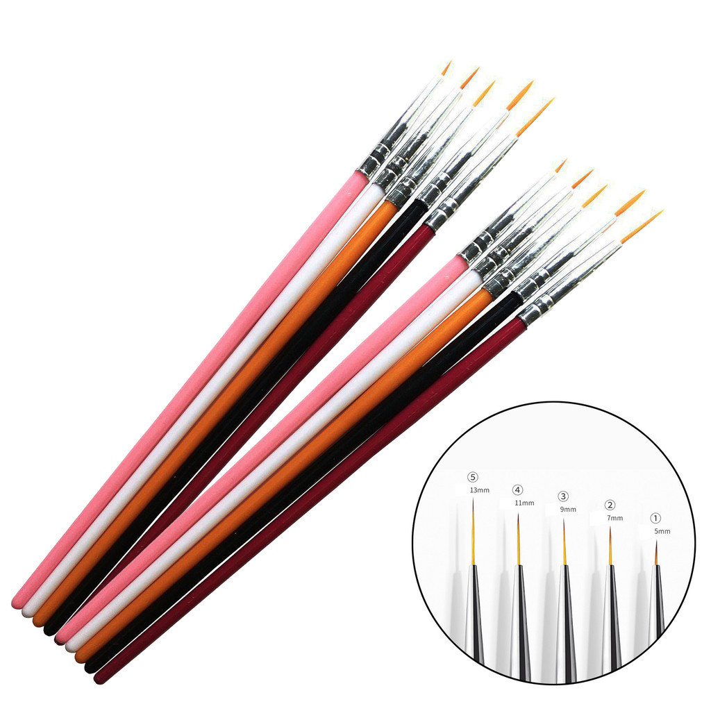Kit 10un Pincéis Ultra Fina Para Decorar Unhas Manicure Nail Art Alongamento
