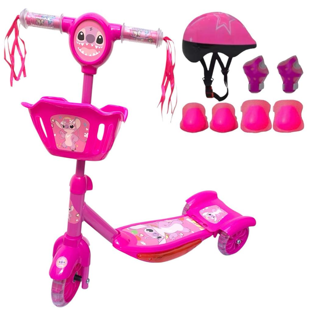 Patinete Infantil Metal  meninA Surprise 3 Rodas C/ Led - Freio Ajustável Até 50kg Menina