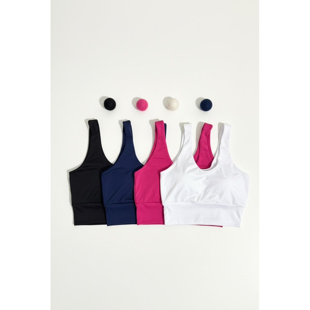 Kit 4 Tops Cropped Fitness Sem Bojo Cós Largo Treino Casual