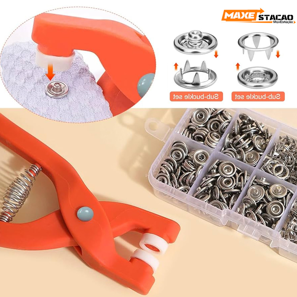 Conjunto com 200 Peças para Alicate de Botões - Fixação sem Costura em Roupas e Acessórios
