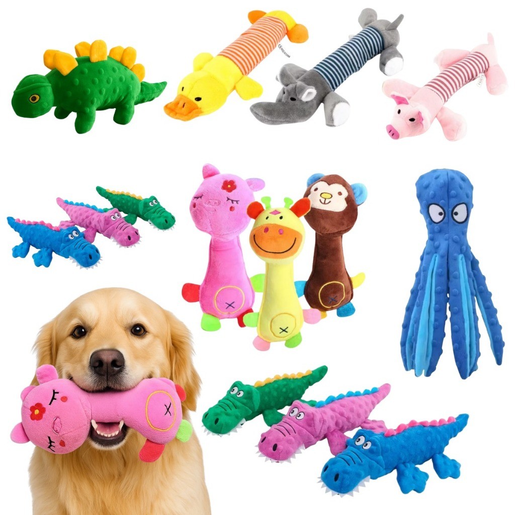 Brinquedo de Pelúcia Mordedor Interativo para Cães Som Durável De Desenho Animado