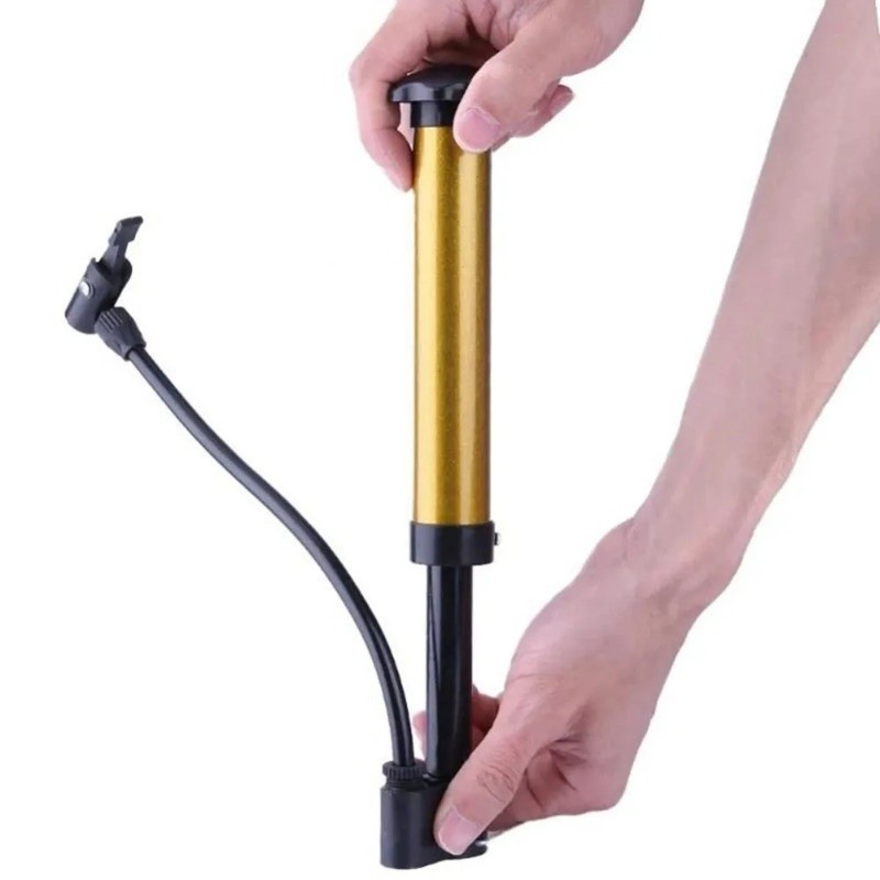 Mini Bomba Dourado De Ar Manual Bicicleta Portátil