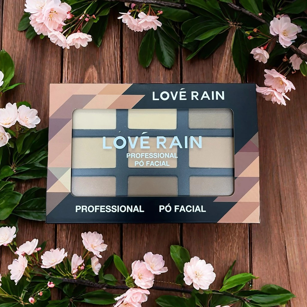 Paleta de Pó Facial Compacto Profissional – Contorno para Maquiagem LOVE RAIN