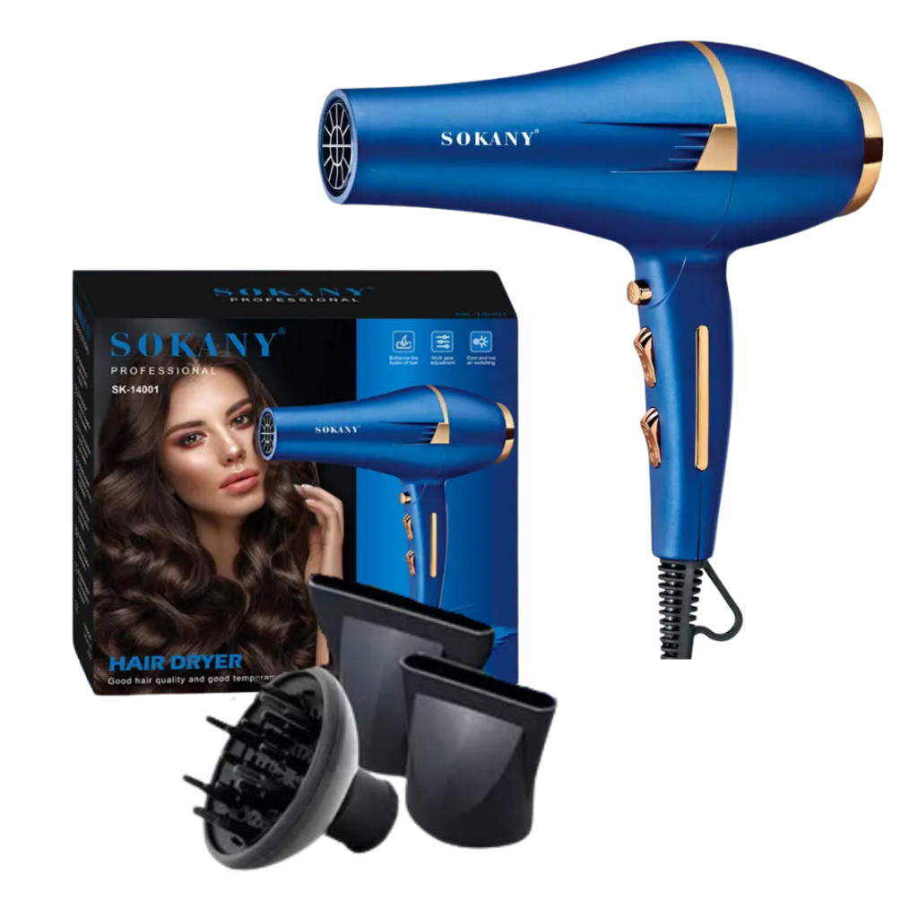 Secador De Cabelo C/ Difusor de Cachos Antifrizz Profissional Sokany Leve / Potente 2400w
