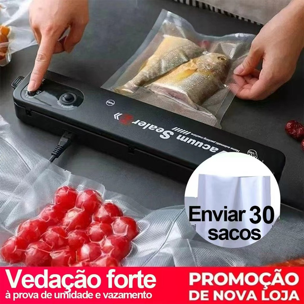 Seladora a Vácuo 110V Doméstica | 30 Sacos Grátis | Vedação Rápida e Potente