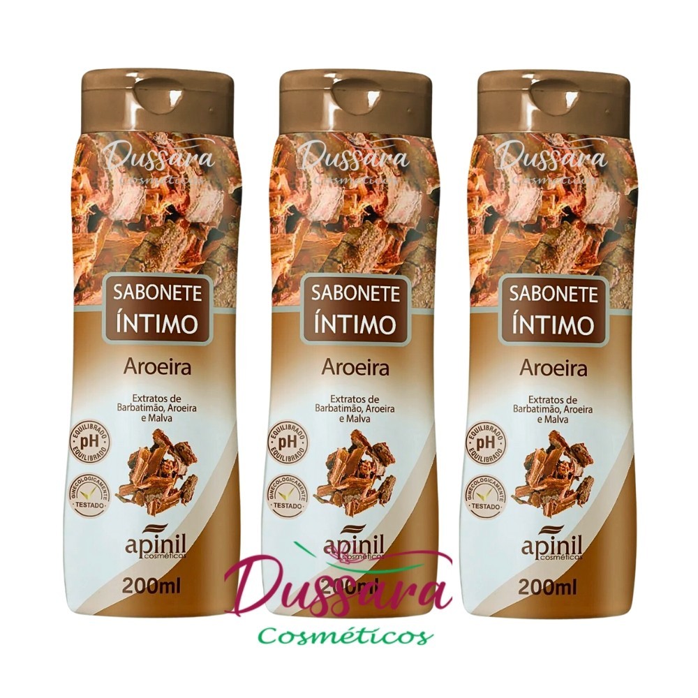Kit 3 Sabonete Íntimo Feminino Refrescante Aroeira - 210ml Apinil - Ameniza odores