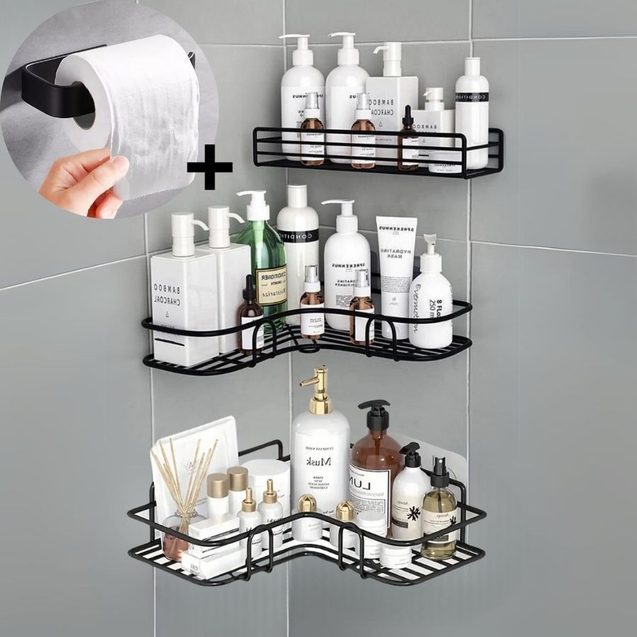 Suporte Prateleira Porta Shampoo Canto e Reto Com Adesivo Organizador - modelo selecionado