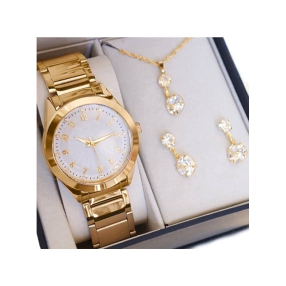 Maravilhoso Relógio Feminino +  Colar e Brincos Lançamento 2024