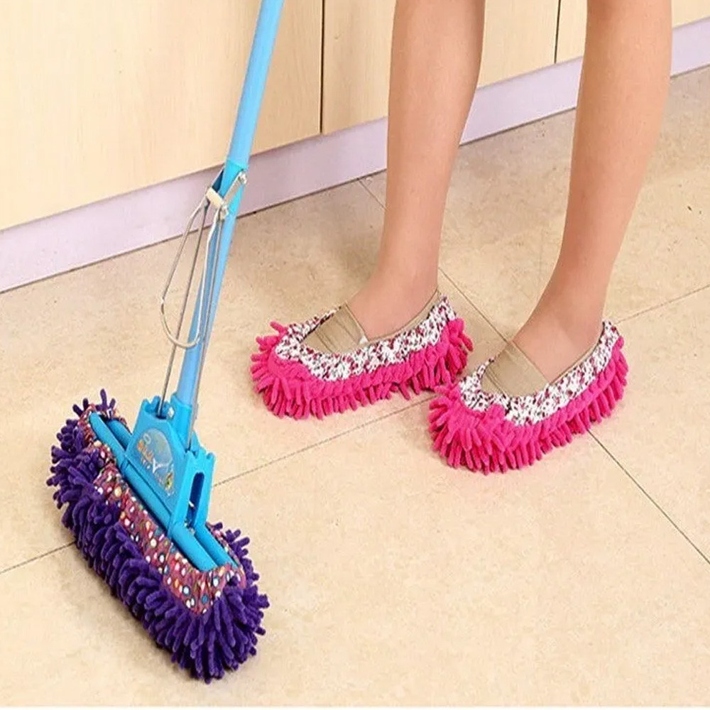 Mop Esfregão de Calçado Meia Microfibra Limpador Lustrador Piso Limpeza Meias Cobertura Multifunçao Sapato Limpante