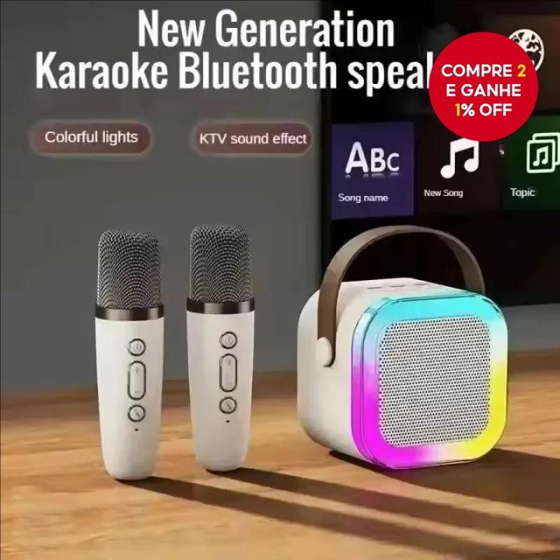 Máquina De Alto-Falante De Karaokê K12 Com 1-2 Microfones Sem Fio Portátil Bluetooth HiFi Para Cantar Em Casa