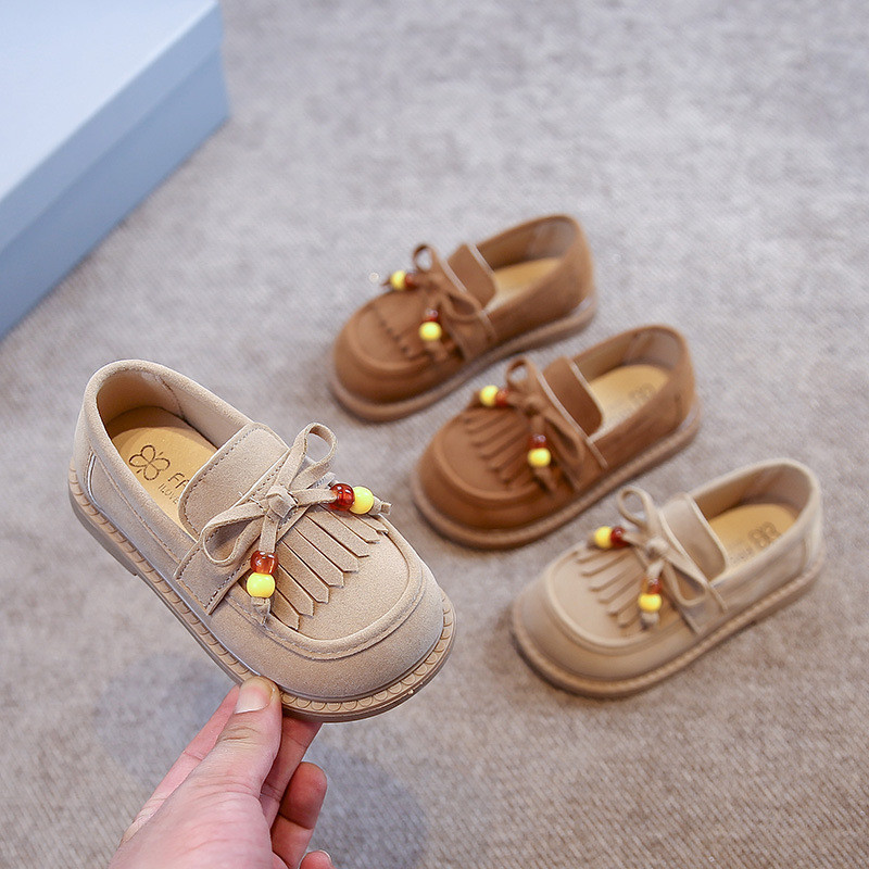 Moda Primavera Outono Menina Bebê Contas Borla Apartamentos Sapatos De Princesa Menino Sola Macia Mocassim Calçado Taman