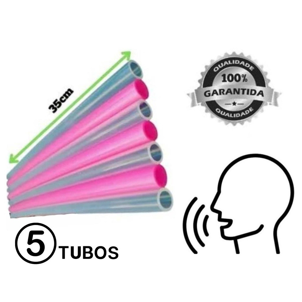 Kit 5 Tubo Ressonância Lax Vox Exercício Vocal Silicone 35cm