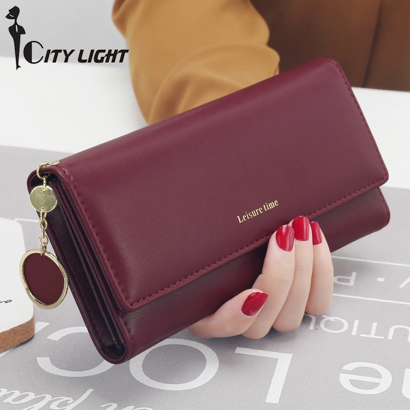 Carteira Comprida Multiuso Feminina / Porta-Cartão com Fivela / Bolsa Fashion para Mulheres D001 D415 AMY
