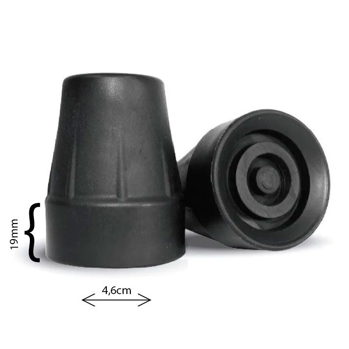 Kit 2 Ponteiras de Borracha Para Muleta Canadense Bengalas ou Auxiliar 19mm