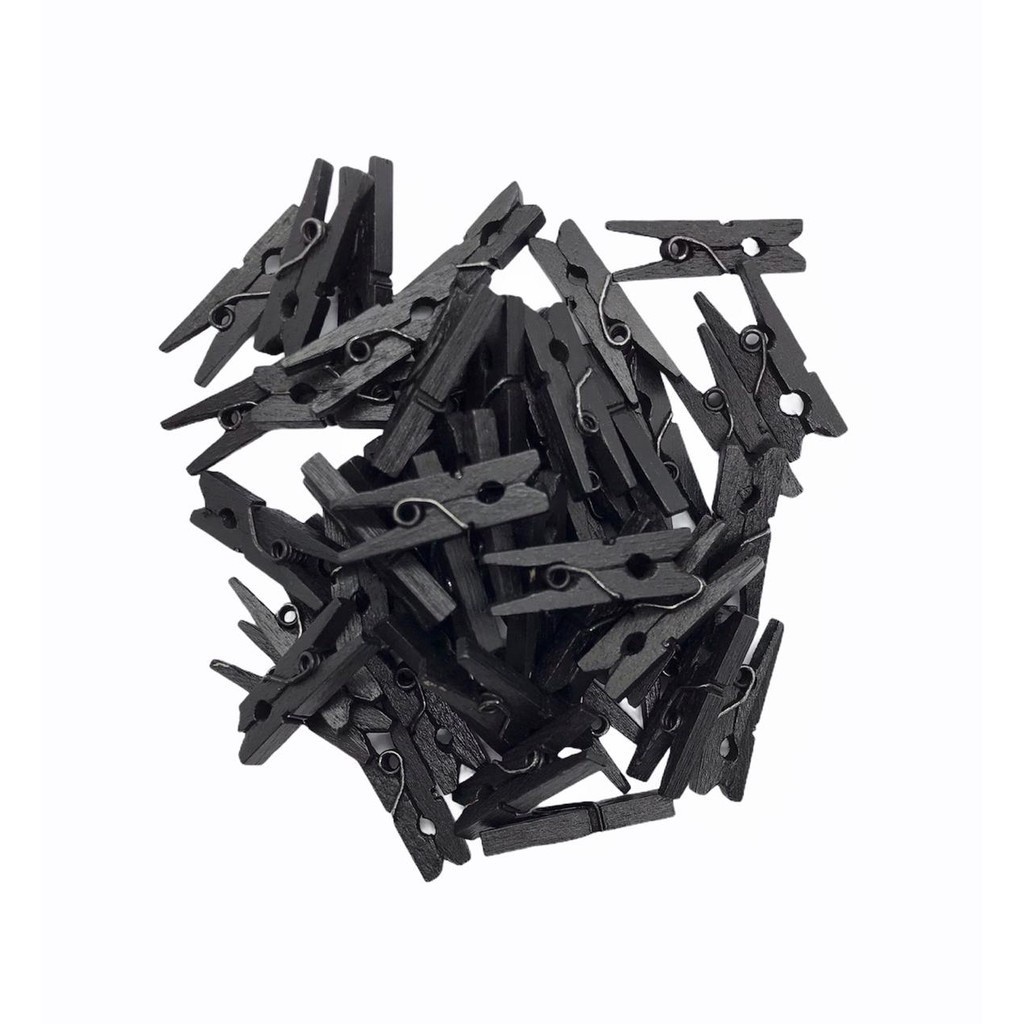 Mini pregador/ prendedor preto pequeno 2,5 cm e 3,5 cm - 5 ou 15 ou 50 unidades