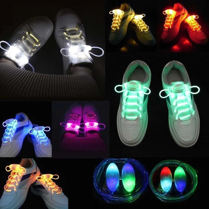 1 Par De Cadarços Luminosos Tênis Planos De Sapato De Lona Que Brilham No Escuro Cor Noturna Fluorescente Cadarço Acessó