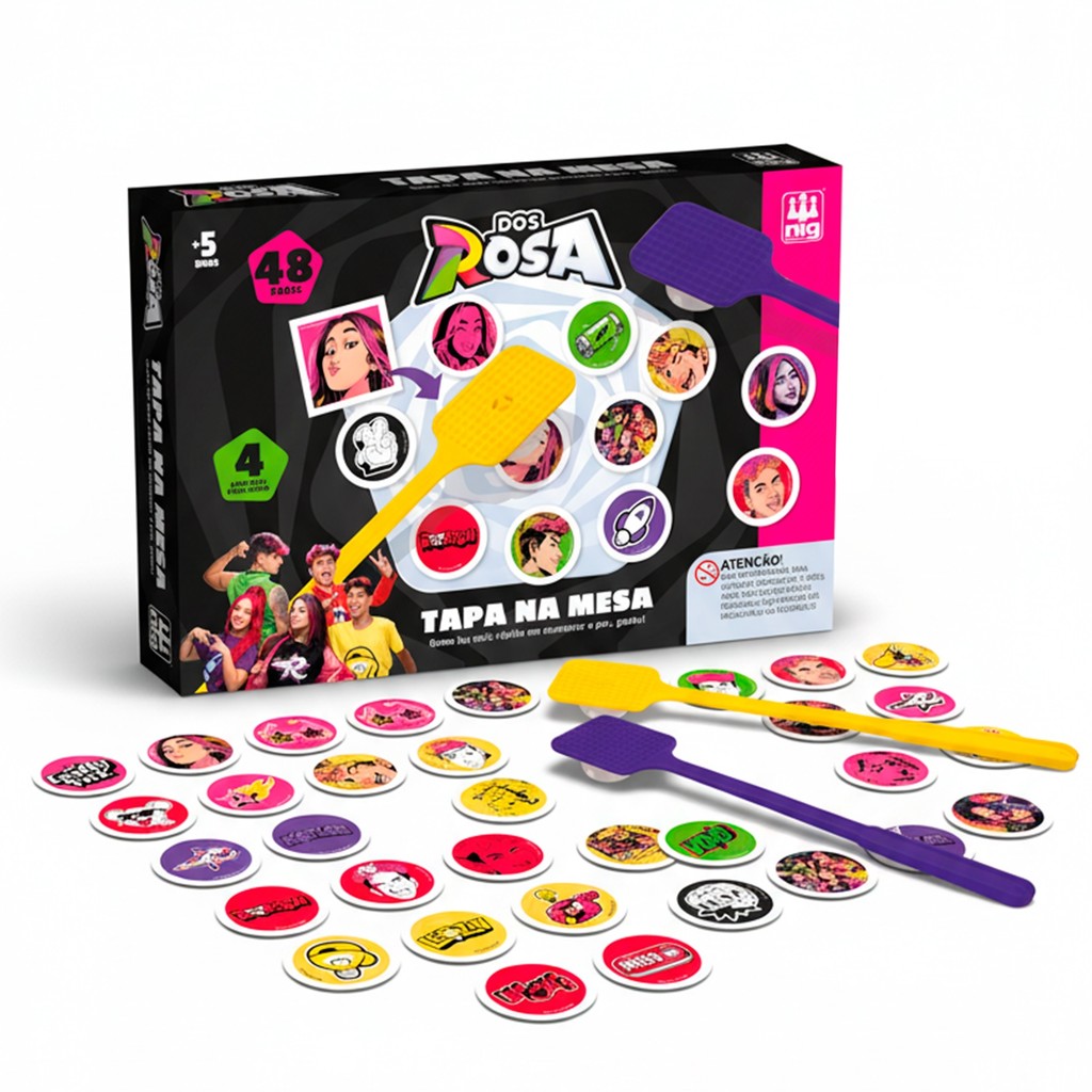 Jogo Tapa Na Mesa Dos Rosa Com 96 Cartas E 4 Raquetes - Nig Brinquedos