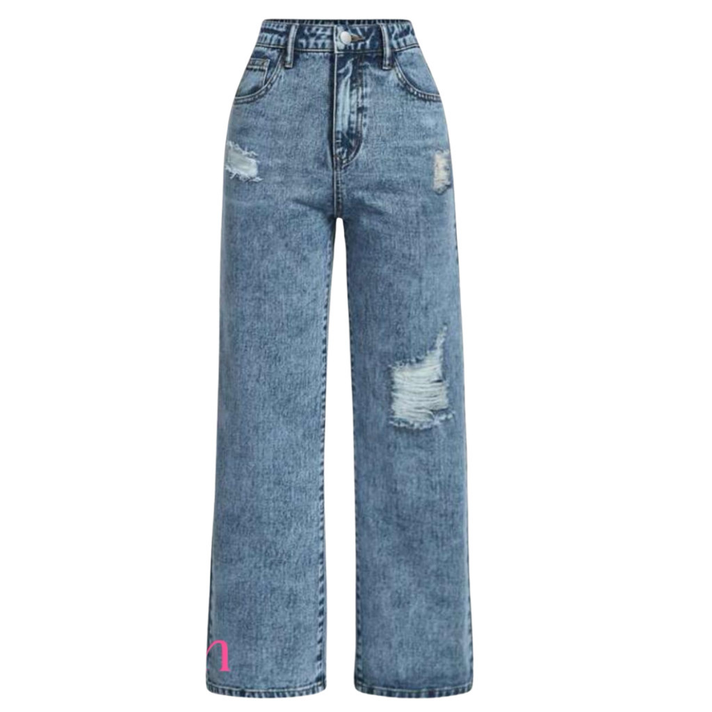 Calça Jeans Wide Leg Pantalona corte reto  Menina Fashion Infantil e Juvenil