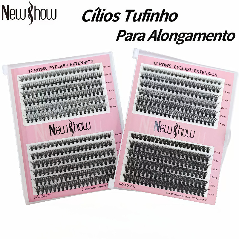 New Show Cílios Postiços Tufo Volume 10P/20P/30P/40P/50P/60P D Curl 9-14mm Mix - Extensão Profissional