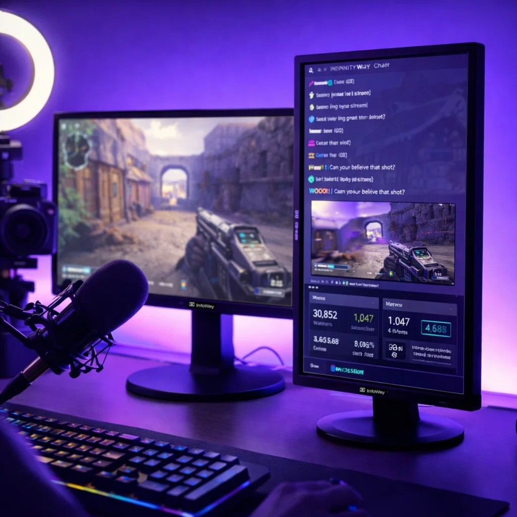 Monitor 19 Polegadas Streamers Live Chat Ajustável Giratória Preto