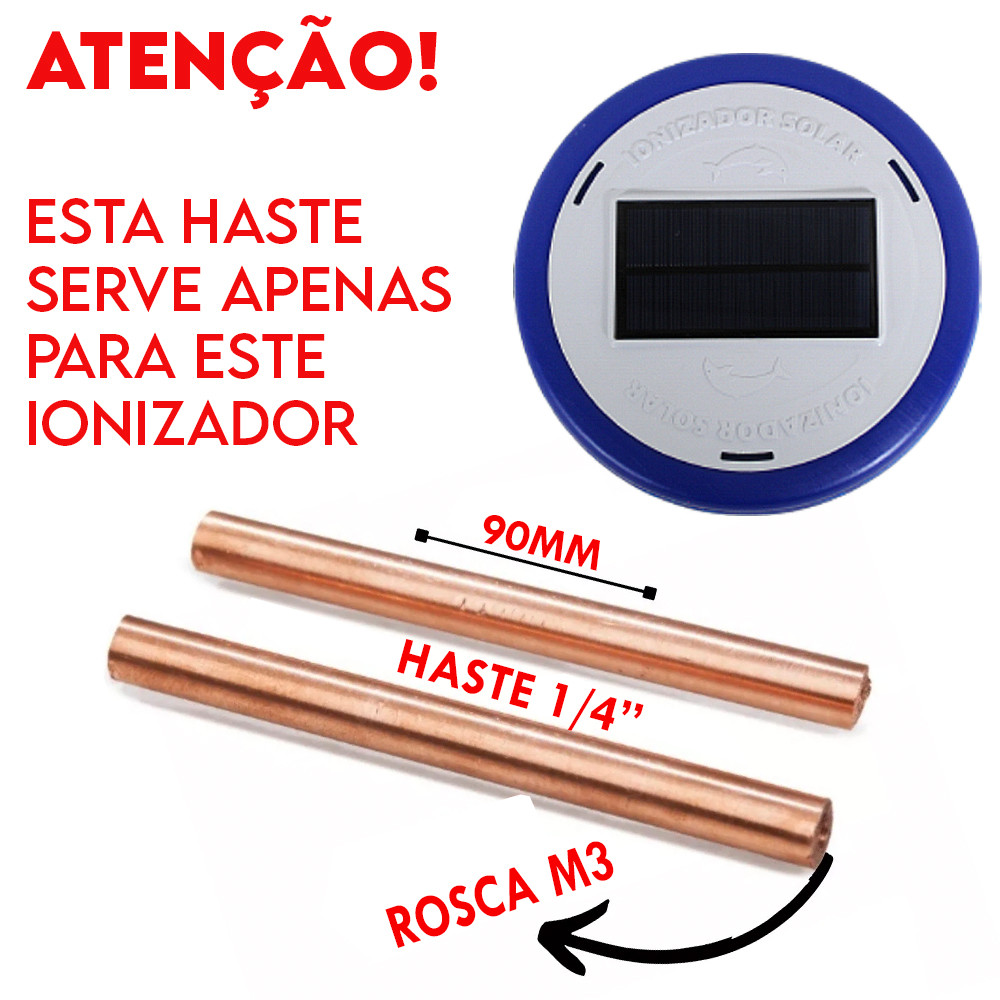 Kit 2 Hastes para Ionizador Solar Piscina Mec Pet Refil para Ionizador Eletrodos