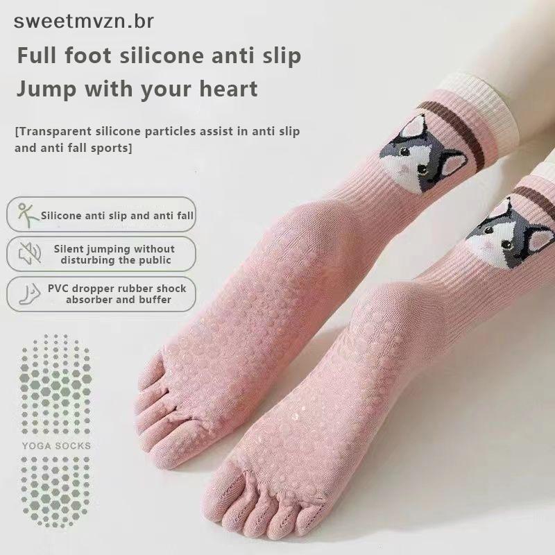 sweetmvzn Algodão Thiened Yoga Sos Silicone Antiderrapante Meados De Bezerro Pilates Piso Feminino Dança Interior Fitnes