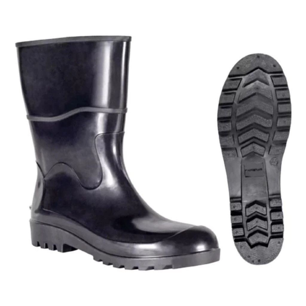 Bota Borracha Galocha PVC Cano Médio Preta Cartom CA32169