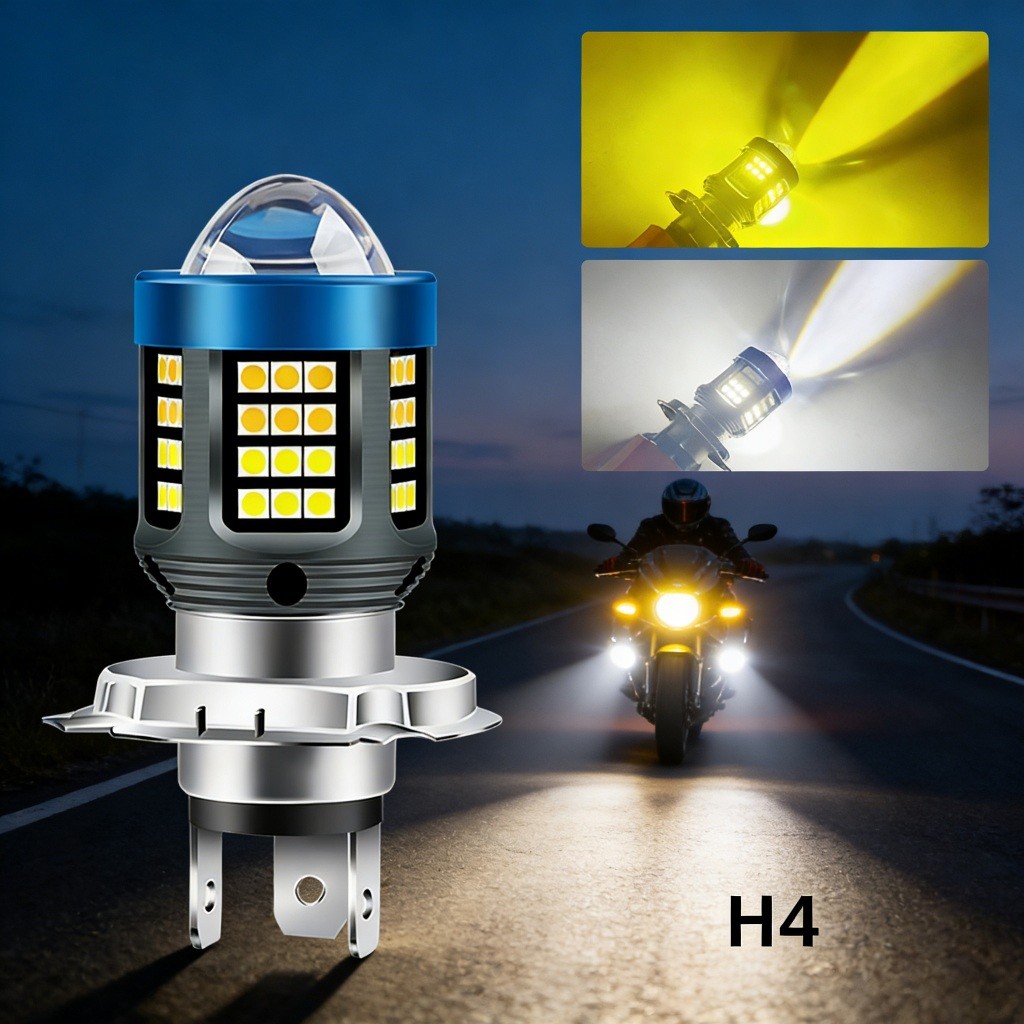 1PC LED Lâmpada H4 Luz Universal De Motocicleta De Alto Desempenho Com Projetor Para 360 ° Vista E Farol Baixo