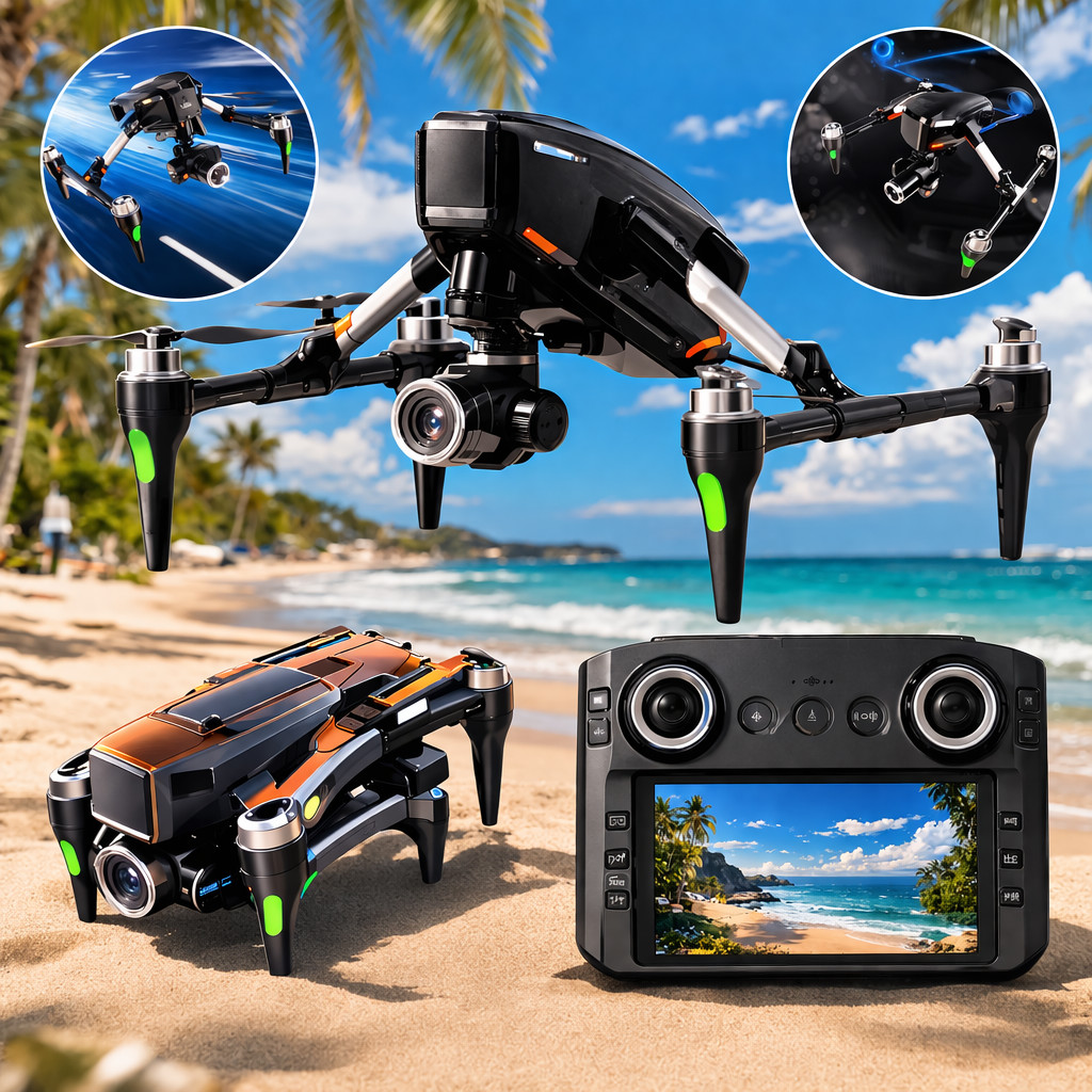Drone H34 Profissional 4K Controle Com Tela LCD Integrada FPV Sensor De Obstáculos 1 Bateria + Bag Original