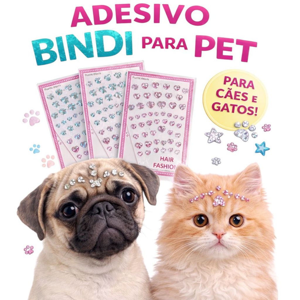 Adesivo Decorativo para Pelagem Pet Banho e Tosa Kit 6 a 18 Cartelas Adesivo Para Cães e Gatos