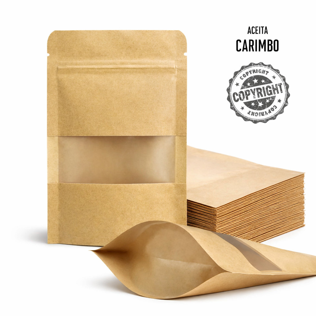 Saco Stand Up Pouch Kraft Fosco C/ Visor Escolha O Tamanho kit