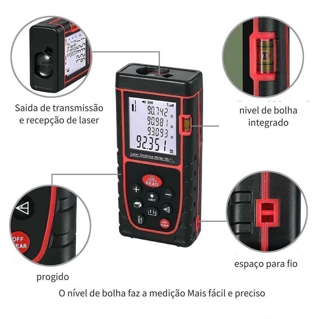 Medidor de distância a laser de alta precisão de 40m m/in/ft/ft+in ALEX