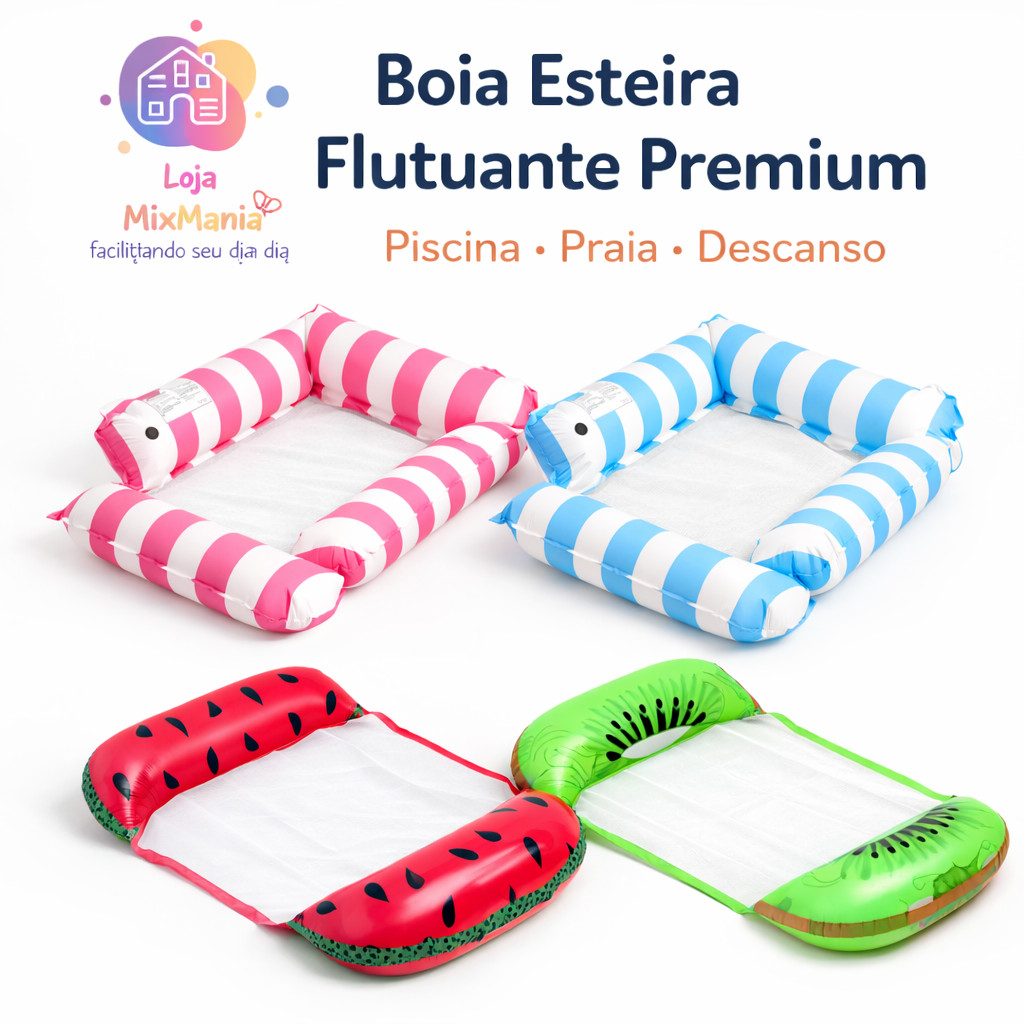 Boia Piscina Cama Flutuante Inflável Rede Praia Colchão Reclinável Espreguiçadeira Adulto Infantil