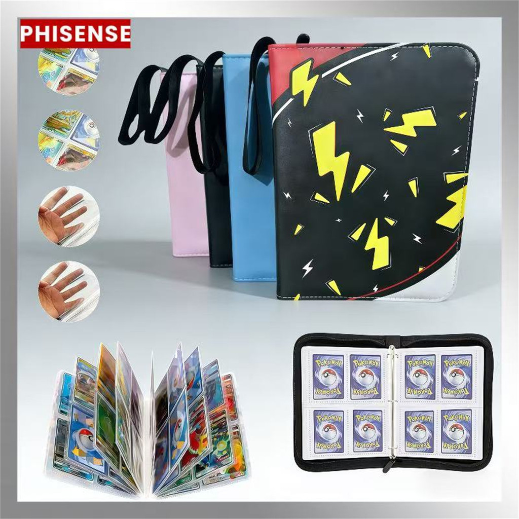 Fichário Álbum Capa Dura Com Zíper Para 400 Cartas Com 50 Folhas Pokémon Magic Yugioh Cards Proteção