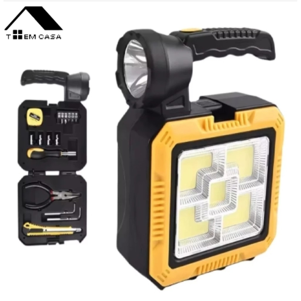 Lanterna Carregamento Solar Led Caixa de Ferramenta Recarregável Power Bank Pesca Acampamento