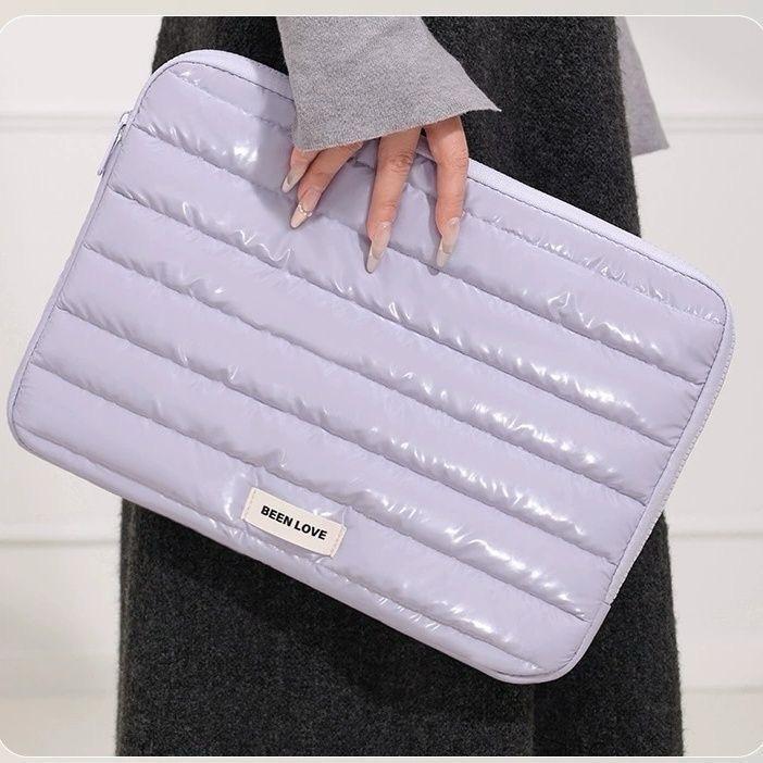 Bolsa Para Notebook Premium Metalizada Capa Protetora Puffer Acolchoada Macia À Prova De Choque Carteira Porta Documento