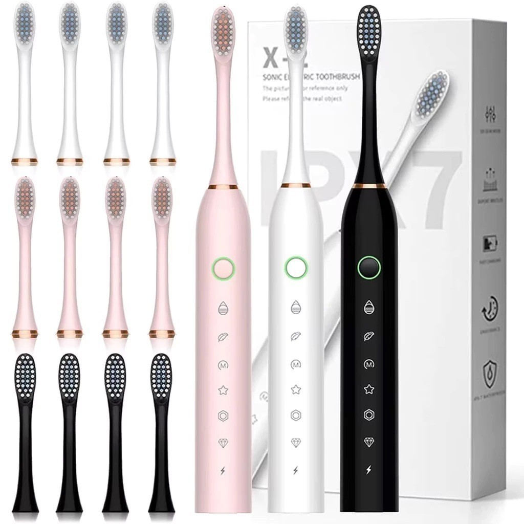 IPX7 Electric Toothbrush With Replaceable Head Intelligent Ultrasonic Waterproof