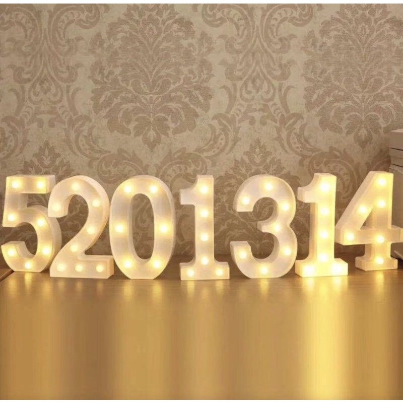 Luminária Led 3d Números Branca quente 21,8 Cm Decoração Festa Aniversário