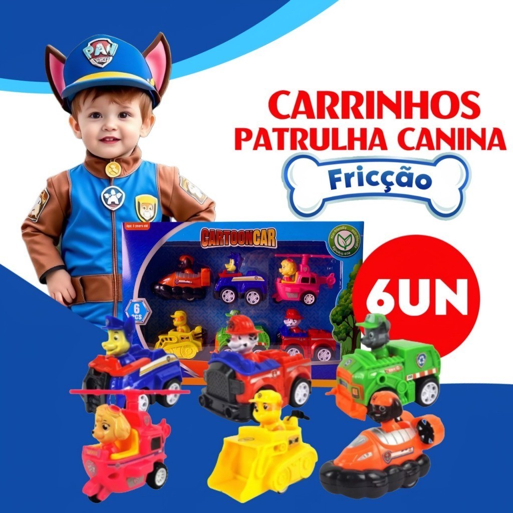 Kit 6/9 Carrinho Patrulha Canina Brinquedo Colecionável De Qualidade Premium